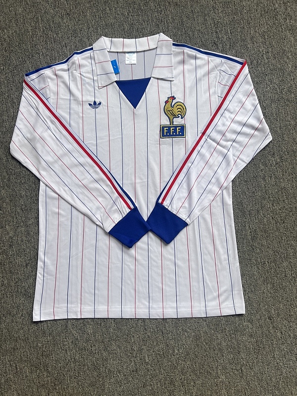 1980-82 France Away Retro Long Sleeve Jersey · 2