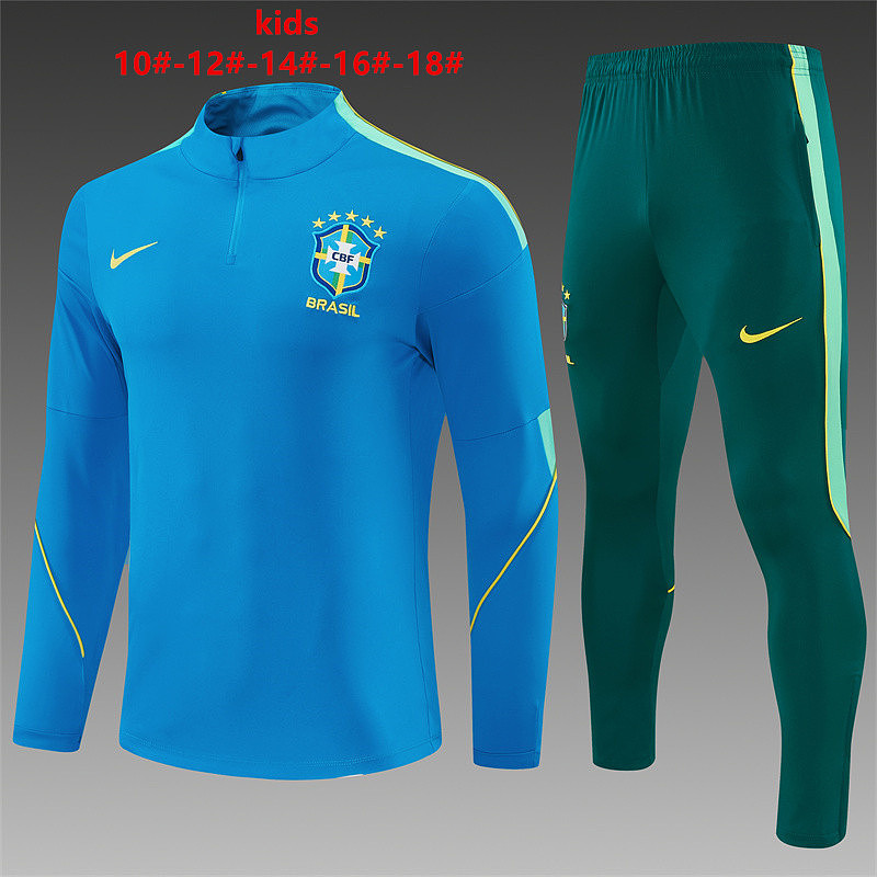 2026 Brazil Kids Long Sleeve Tracksuit #10-#18 · 3