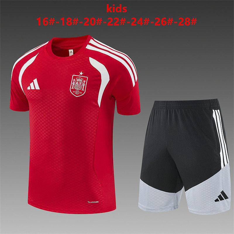 2026 Spain Kids Short Sleeve Tracksuit Kit 16#-28# · 3