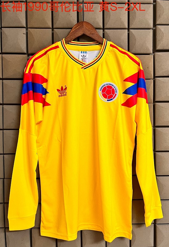 1990 Colombia Home Retro Long Sleeve Jersey 4