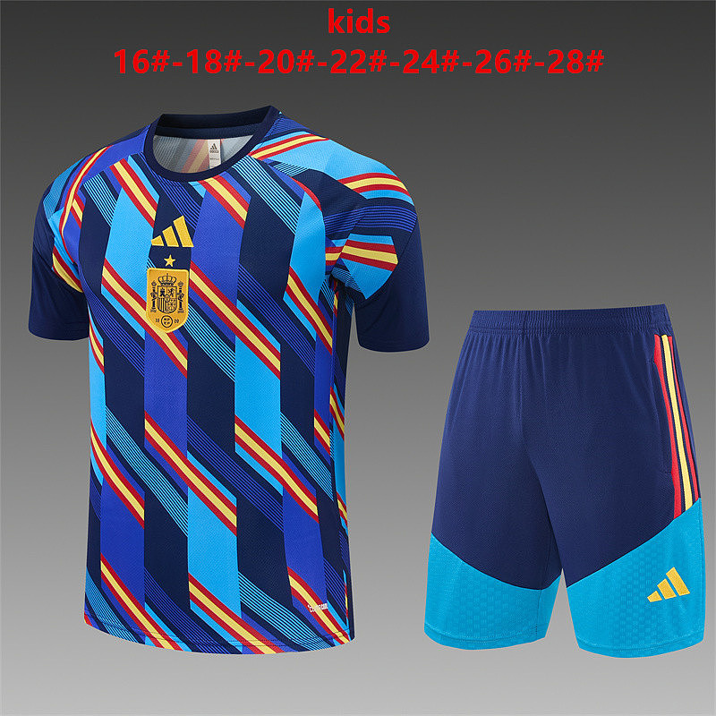 2026 Spain Kids Short Sleeve Tracksuit Kit 16#-28# · 3