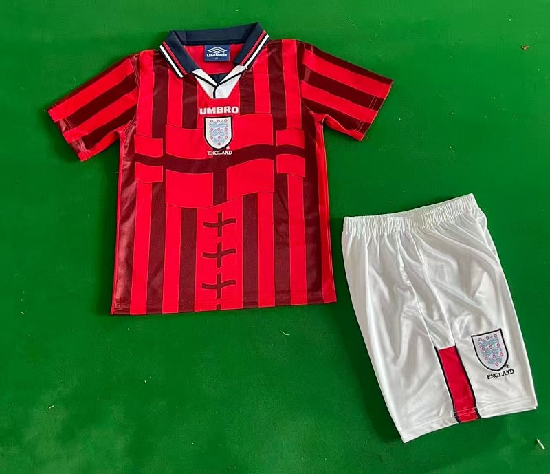 1998 England Away Retro Kids Jersey+shorts Kit 16#-28# · 2