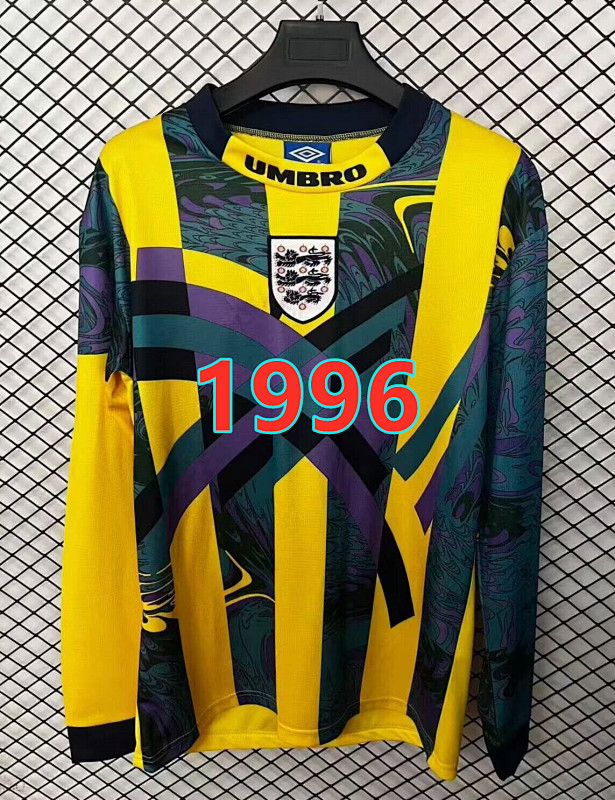 1996 England Goalkeeper Retro Fans Version Long Jersey · 2
