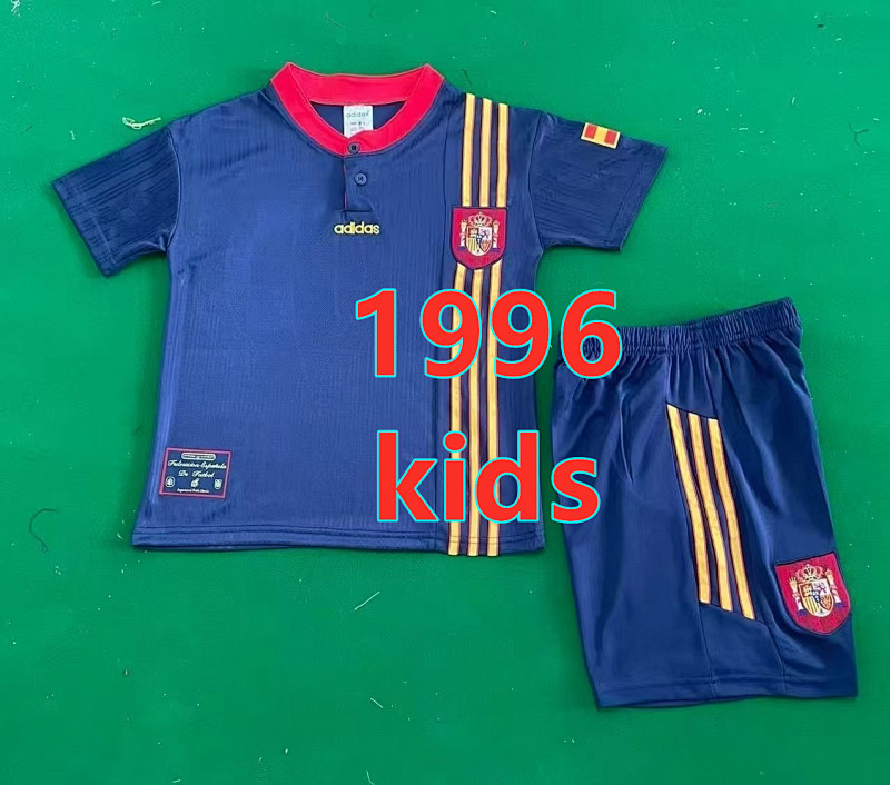 1996 Spain Away Kids Jersey+shorts Kit 16#-28# · 2