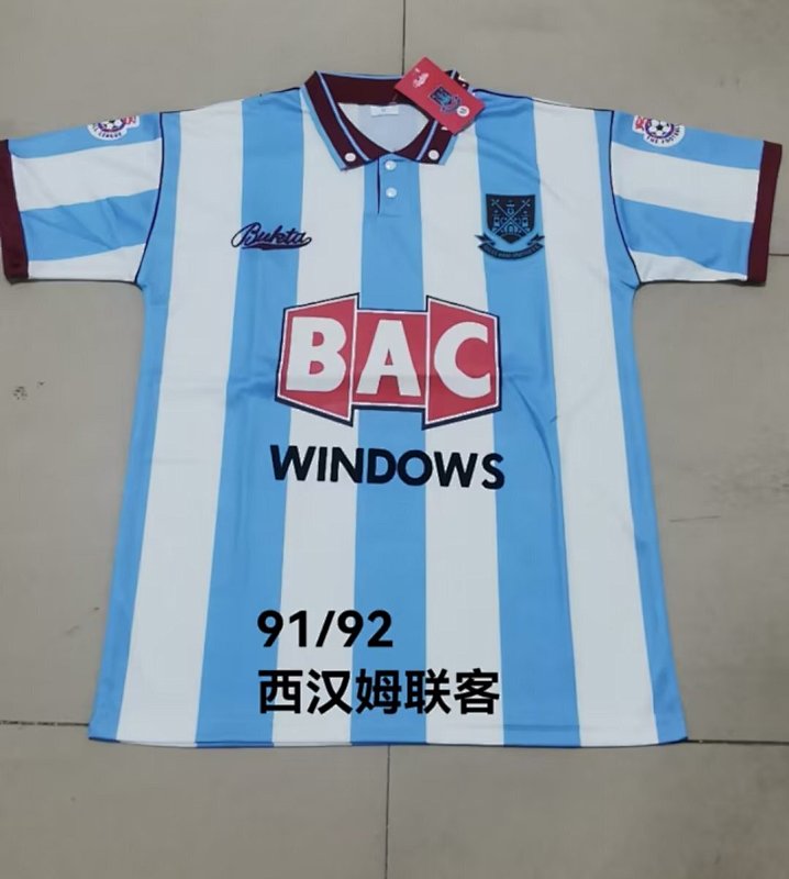 1991-92 West Ham Away Retro Jersey · 2