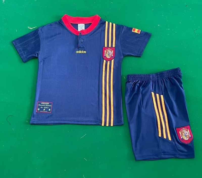 1996 Spain Away Kids Jersey+shorts Kit 16#-28# · 3