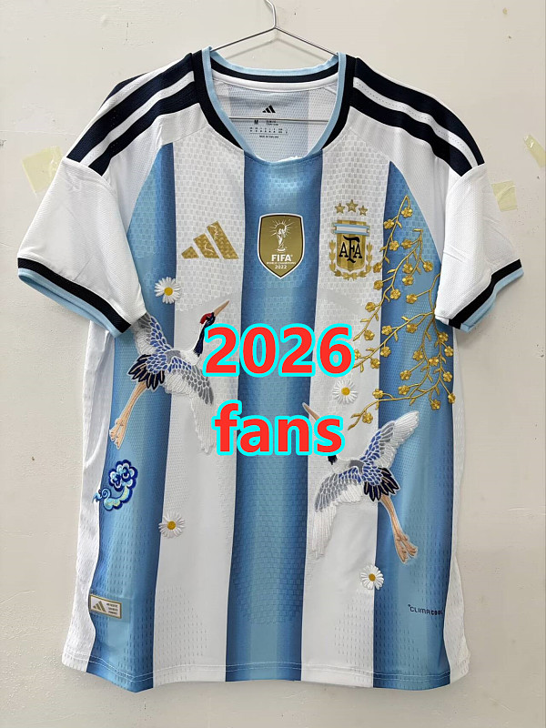2026 Argentina Home Fans Embroidery Patterns Jersey · 2
