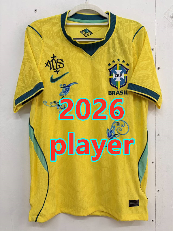 2026 Brazil Home Player Embroidery Patterns Jersey · 2