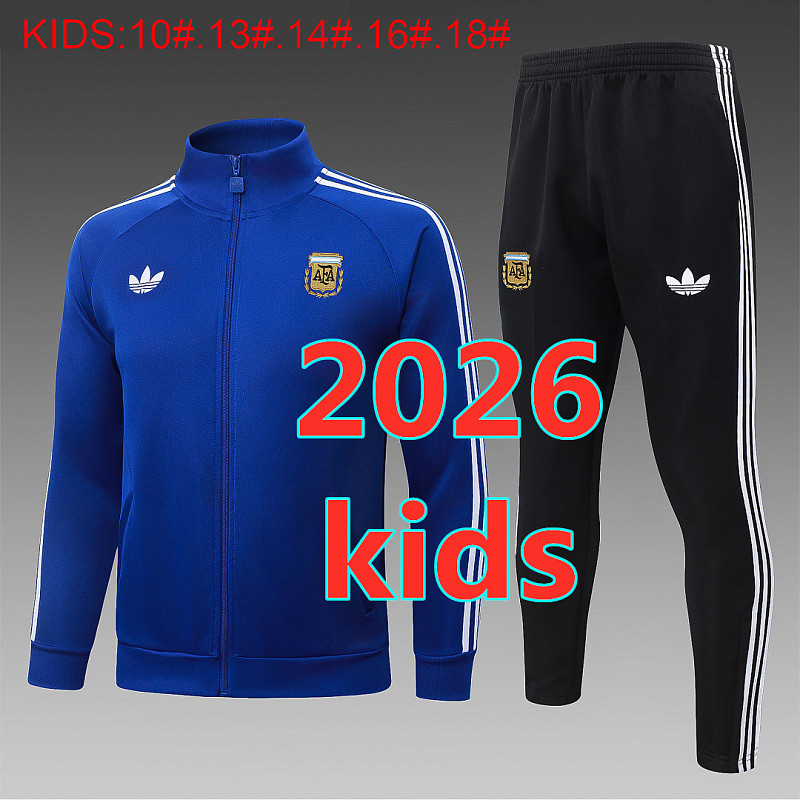 2026 Argentina Kids Long Zipper Jacket 10#-18#