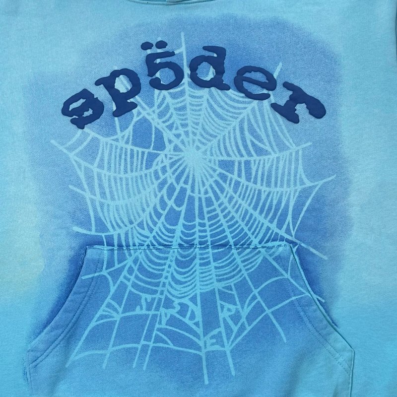 Sp5der Og Web V2 Spray Hoodie Light Blue 5