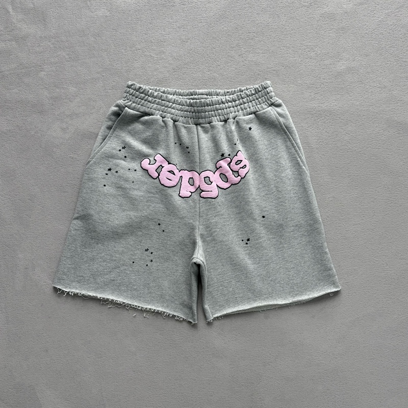 Sp5der Og Web Logo Sweat Short Heather Grey 4