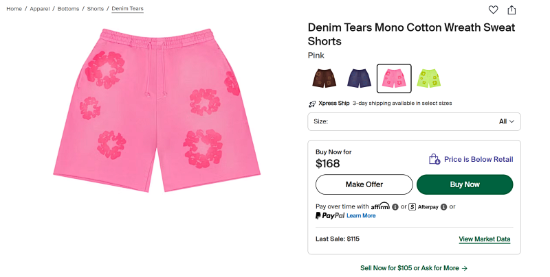 Denim Tears Mono Cotton Wreath Sweat Shorts 10