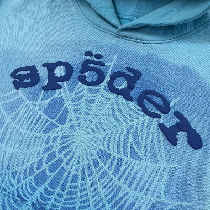 Sp5der Og Web V2 Spray Hoodie Light Blue 6