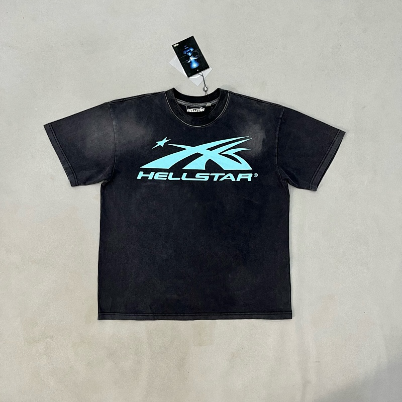 Hellstar Sports Core Logo T-Shirt 'Black/Aqua Blue' 3