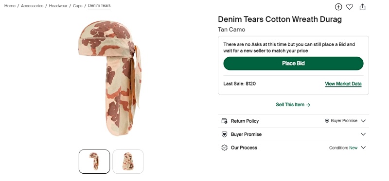 ⭐ Denim Tears Cotton Wreath Durag 5