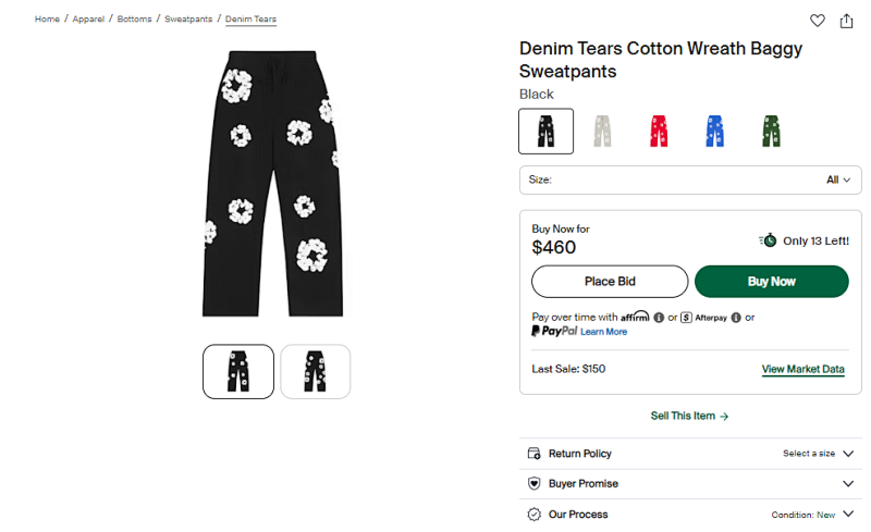 New Cotton Wreath BaggySweatpants Denim Tears 7