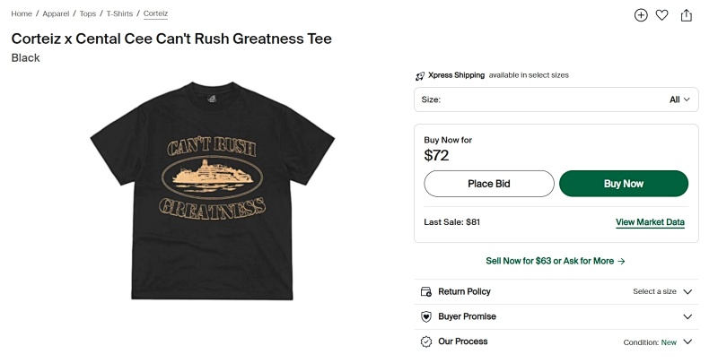 Corteiz X Cental Cee Can't Rush Greatness Tee 4
