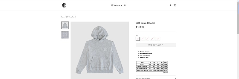 Ee Basic Hoodie Grey/White 24FW 4