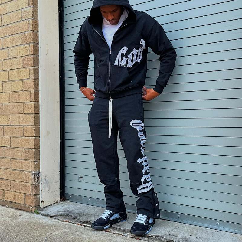 Black/Silver Satin Og Logo Sweatsuit V2 Godspeed 8
