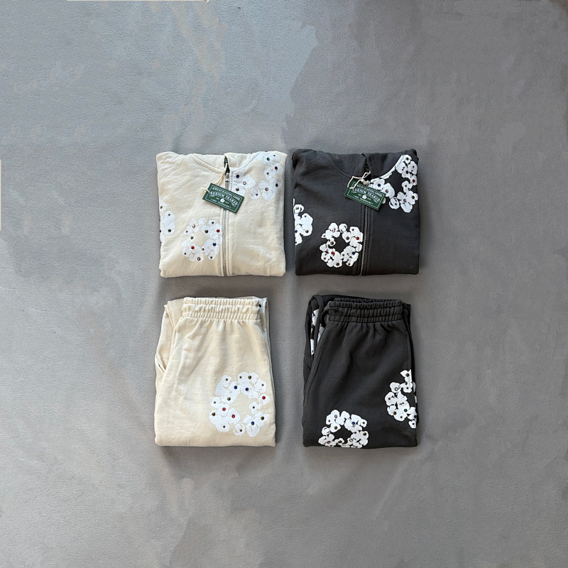 Rhinestone Cotton Wreath Zip Hoodie＆Pants 8