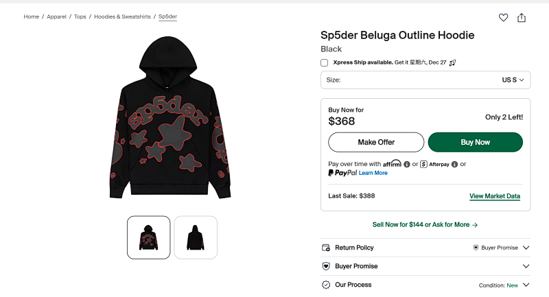 Sp5der Beluga Outline Hoodie 3