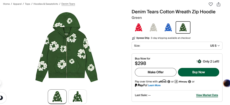 New Cotton Wreath Zip Hoodie Denim Tears 10