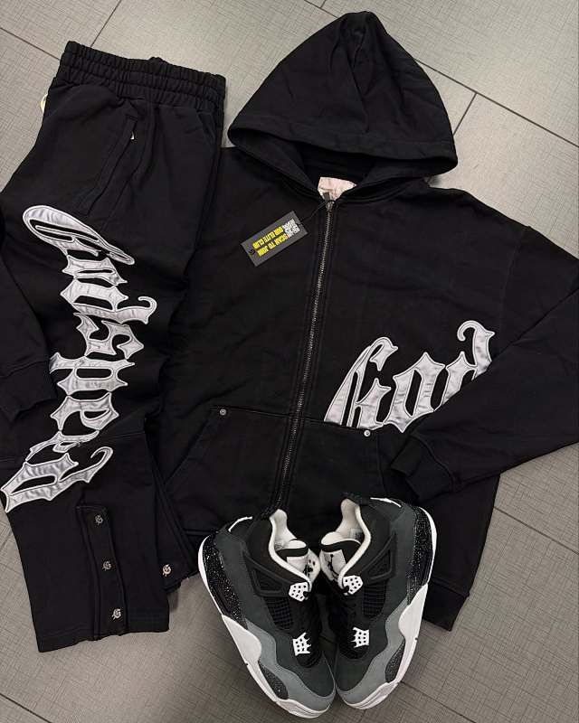 Black/Silver Satin Og Logo Sweatsuit V2 Godspeed 5