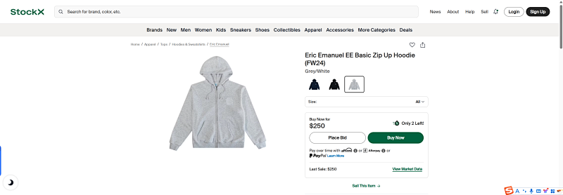 Ee Basic Zip Up Hoodie Fw24 Grey/White 2