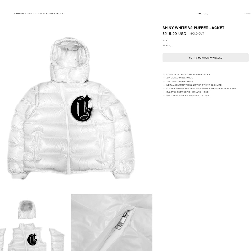 Corvidae Shiny White V2 Puffer Jacket 5