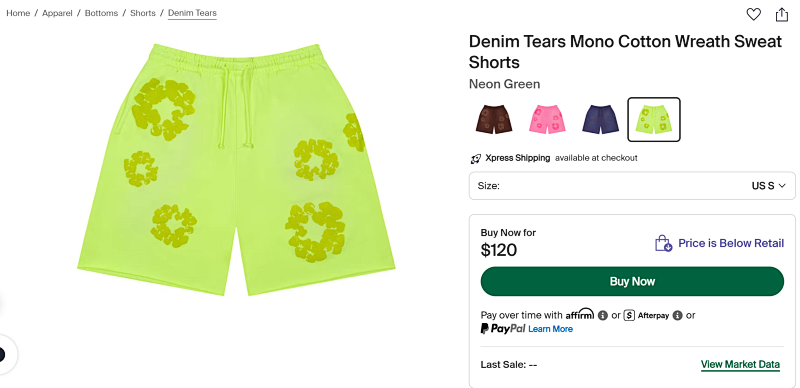 Denim Tears Mono Cotton Wreath Sweat Shorts 8