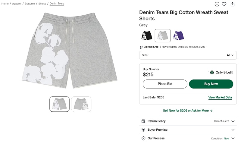 Denim Tears Big Cotton Wreath Shorts 3