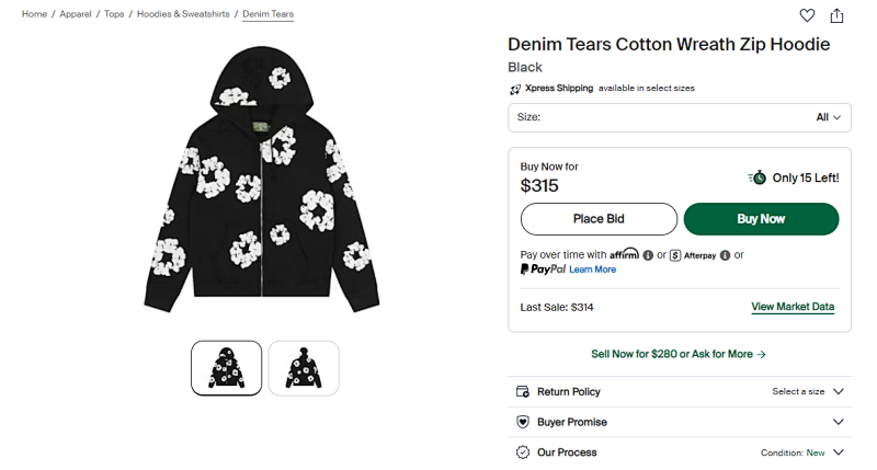 New Cotton Wreath Zip Hoodie Denim Tears 11