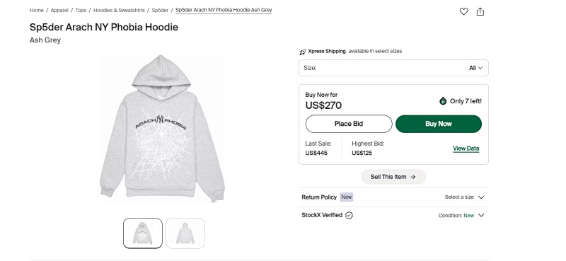Arach Ny Phobia Hoodie Ash Grey1:1 4