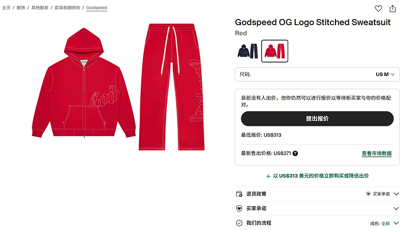 Red Godspeed Og Logo Stitched Sweatsuit 3