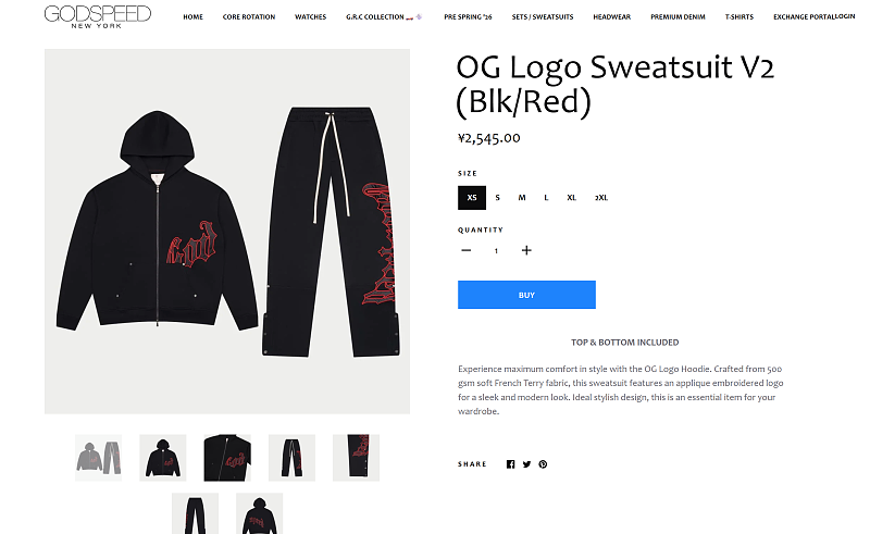 Black/Red Og Logo Sweatsuit V2 Godspeed 4