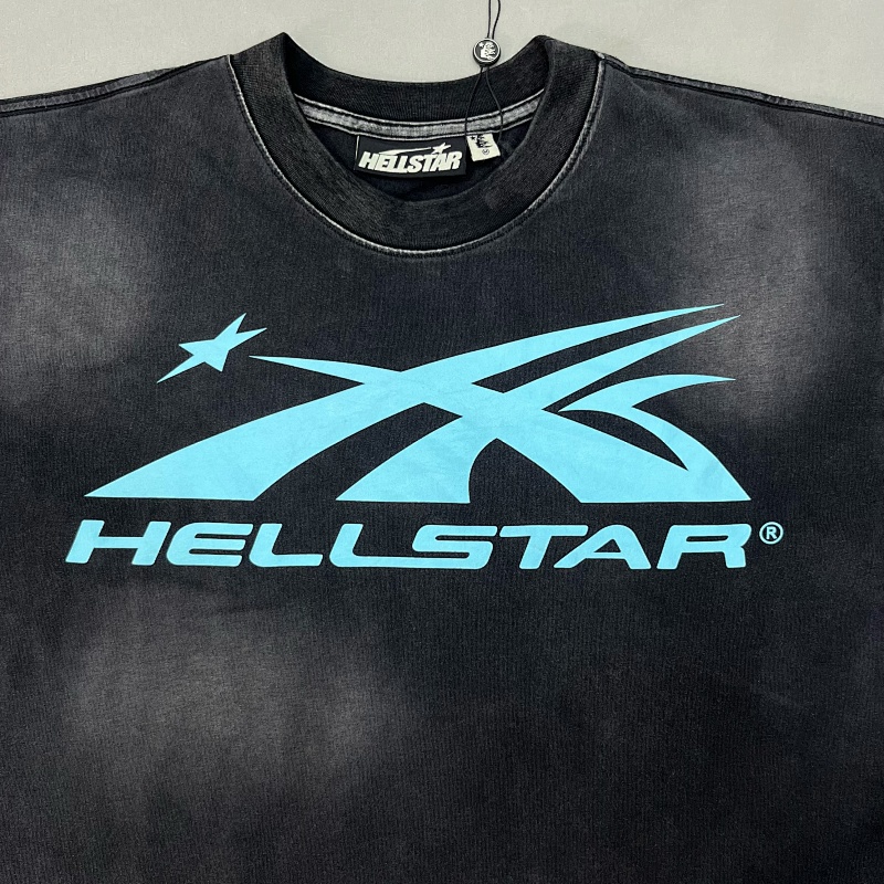 Hellstar Sports Core Logo T-Shirt 'Black/Aqua Blue' 4