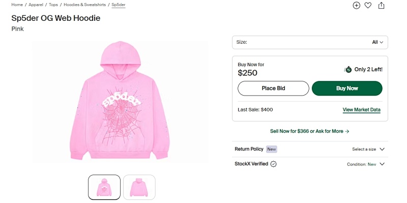 Sp5der Og Web Hoodie Pink1:1