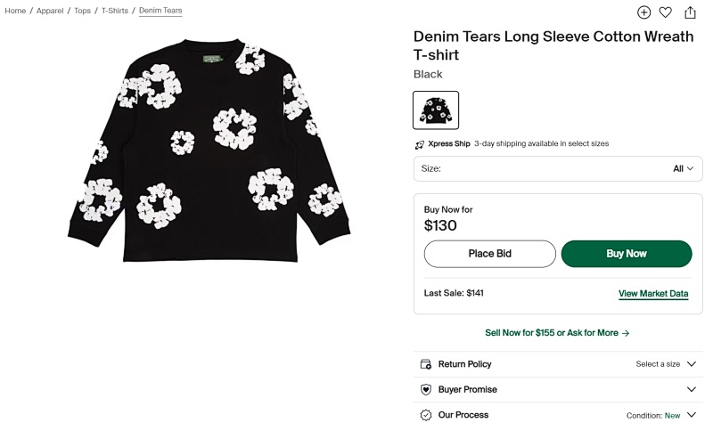 Denim Tears Long Sleeve Cotton Wreath T-shirt 3