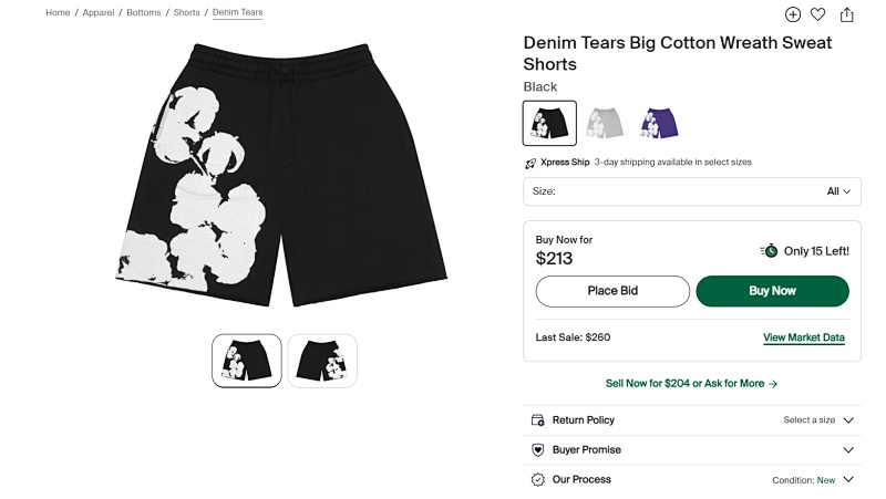 Denim Tears Big Cotton Wreath Shorts 4
