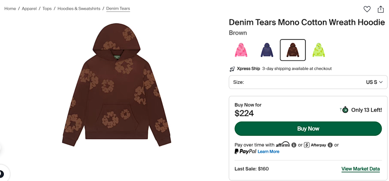 Denim Tears Mono Cotton Wreath Hoodie 10