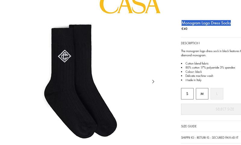 Casablanca Monogram Logo Dress Socks
