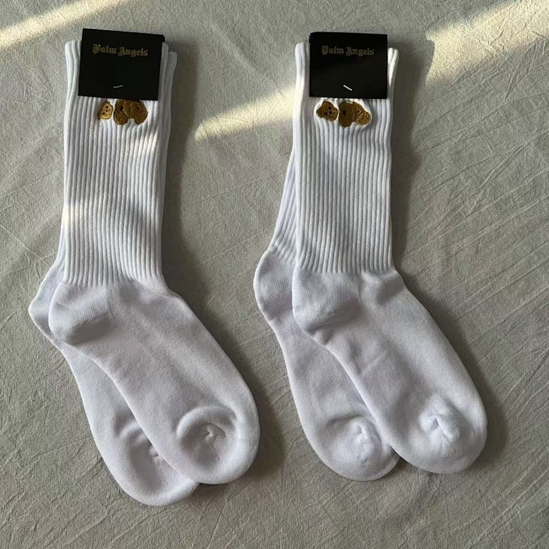 Palm Angels Bear Embroidery Socks 1:1 Version 2