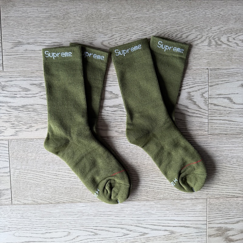 Su* Army Green Towel Socks 2 Pairs A Set 5