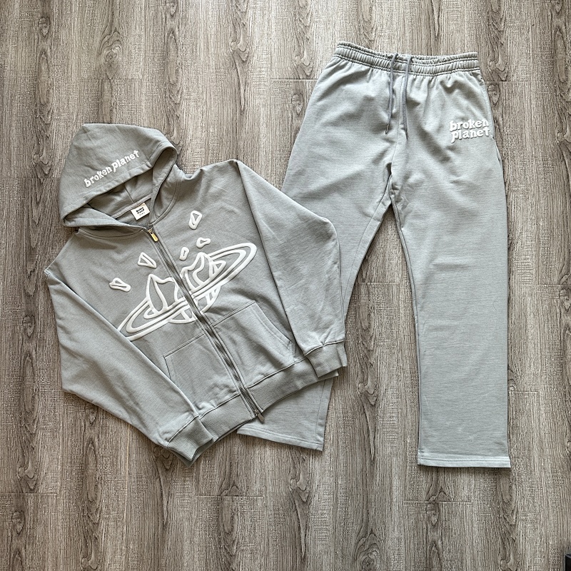 Stone Grey - Zip Up Hoodie & Straight Leg Sweatpants · 6