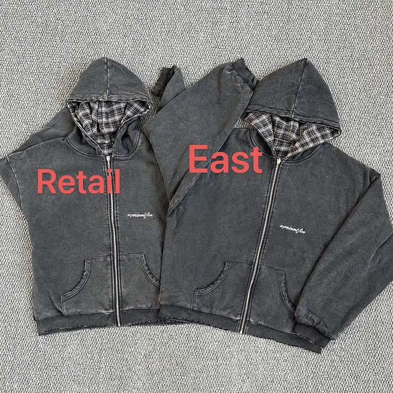 289¥ Exp…5 Reversible Plaid Zip Hoodie｜washed Black · 2