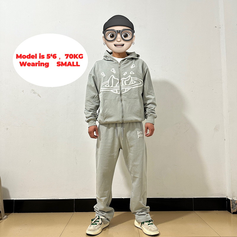 Stone Grey - Zip Up Hoodie & Straight Leg Sweatpants · 3