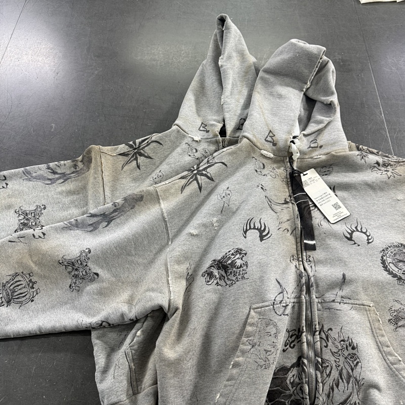 Balenciaga Tat Zip Hoodie Grey