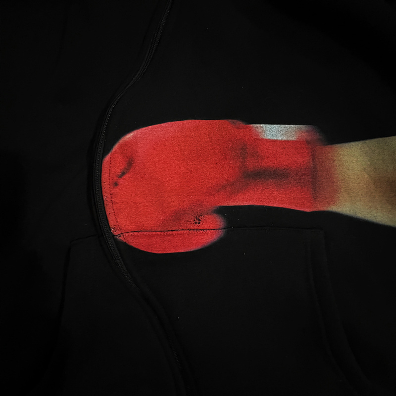 Boxing Print-Wave Zipper Hoodie 8