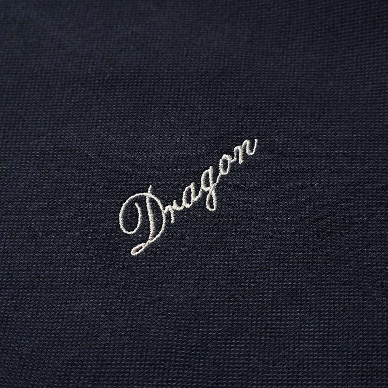 Boxy Dragon Embroidery Polo - Indigo 8