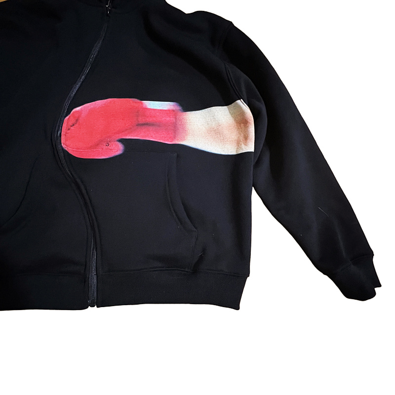 Boxing Print-Wave Zipper Hoodie 6